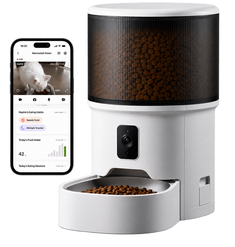 Morrowtail Smart Feeder 4L Camera style with mobile app live view