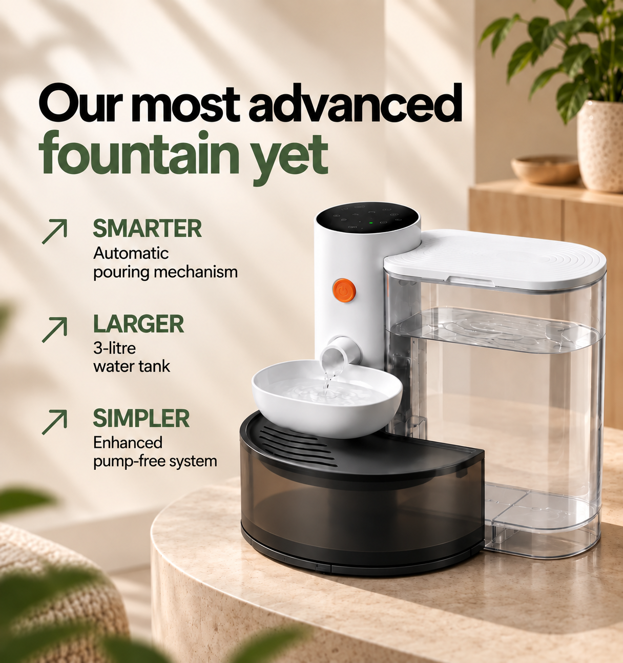 Morrowtail Flow Fountain in a warm home setting